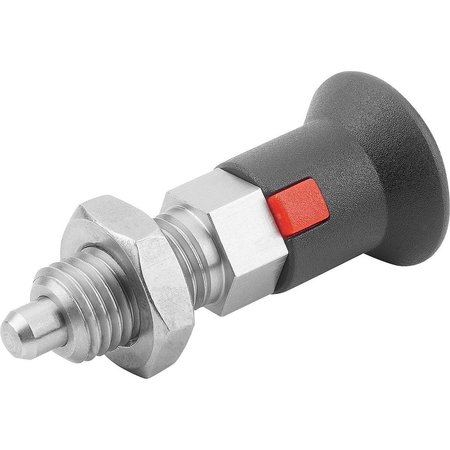 KIPP Indexing Plunger Size:3 D1=M16X1, 5, D=8, Form:B W Locknut, Stainless Not Hardened, Comp: Plastic K1213.123081